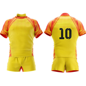 Uniforme de rugby élégant, short imprimé par sublimation, taille élastique, tissu respirant antibactérien, haute qualité, personnalisable à l'avant - Product Image 4