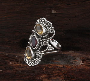 Luxury Natural Citrine Vintage <b>Ring</b> Antique Style 925 Sterling <b>Silver</b> <b>Statement</b> Band High-Quality Wholesale Handcrafted - Product Image 5