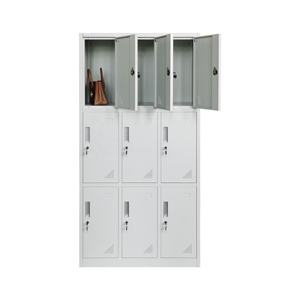 Casier vestiaire métallique gris à 9 portes avec serrure à clé, armoire de présentation pour salle de sport, bureau, école, dortoir - Product Image 4