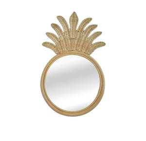 Miroir mural bohème en forme d'ananas en rotin pour chambre d'enfant, décoration murale en osier naturel tressé, miroir décoratif en rotin fait main - Product Image 1
