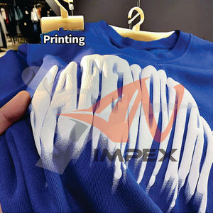 T-shirt en coton épais à épaules tombantes avec logo personnalisé imprimé en relief 3D, style décontracté, t-shirt uni pour homme - Product Image 3