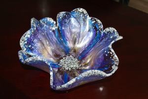 Bol en résine fait main, écologique, personnalisé, extra large, avec accents de paillettes argentées, décoration pour la maison et les fêtes - Product Image 2