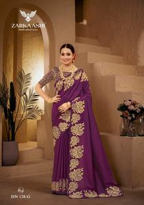 Soie Banarasi très tendance avec une magnifique bordure et un pallu à motifs de <span class=keywords><strong>roses</strong></span>, pour les mariages, au prix de gros. - Product Image 5