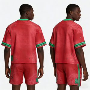 Ensemble T-shirt et short pour homme, imprimé DTG personnalisé, 100% coton écologique, style streetwear, avec finition délavée à l'acide - Product Image 2