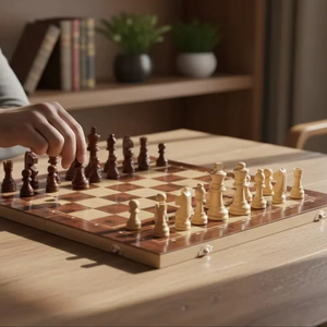 ILAHI's Eco-Friendly Rustic Polished Rectangle <b>Chess</b> <b>Board</b> Game 100% Handmade Pure Wood Animal/Love Style Customized Size <b>Chess</b> - Product Image 1