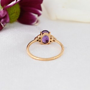 Natural Amethyst Diamond <b>Ring</b> <b>14K</b> Solid <b>Gold</b> Fine Jewelry OEM ODM Wholesale Supplier - Product Image 4