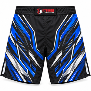 Pantalones Cortos Deportivos Fly Humble para Hombre, MMA, Azul, Negro, Blanco, Estampado por Sublimación, Absorción de Humedad, Ajuste Atlético, Artes Marciales Mixtas - Product Image 1