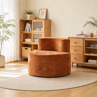 Fauteuil rond en velours de style français, fauteuil rembourré, camel, crème, beige, vert forêt, bleu brume, gris