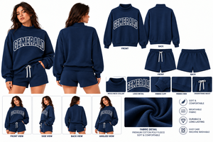 Factory Price <b>Women</b> Clothing <b>White</b> Polka Dots Blue Sweatshirts & <b>Shorts</b> Sets Printed 2-Piece Fashion Wear Sweat Suits <b>Shorts</b> Set - Product Image 2