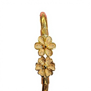22K <b>Solid</b> <b>Gold</b> Flower <b>Bangle</b> Bracelet Luxury Floral Design 916 Purity Real Yellow <b>Gold</b> Handmade Wedding Jewelry for Women - Product Image 2