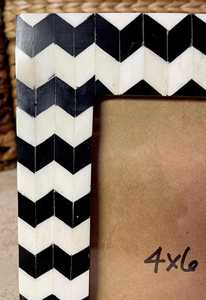 UNIVERSAL OVERSEAS Elegant Bone Inlay Modern <b>Black</b> & White Bone Table Top Bone Inlay Photo <b>Frame</b> Portable <b>Frame</b> By UO INDIA - Product Image 2