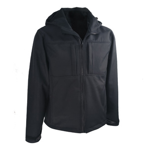 Veste bomber à capuche pour homme, en polaire enduite, fermeture éclair, coupe-vent, couleur unie, polyester, manches régulières, vêtements d'hiver - Product Image 2