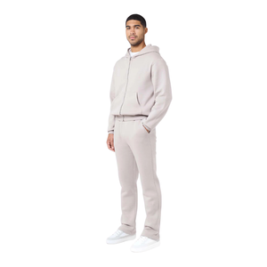 Mens Full <b>Zip</b> Hooded Polyester/Cotton Tracksuit Straight Leg <b>Trousers</b> Regular Fit <b>Side</b> Pockets Casual Streetwear Two Piece - Product Image 1