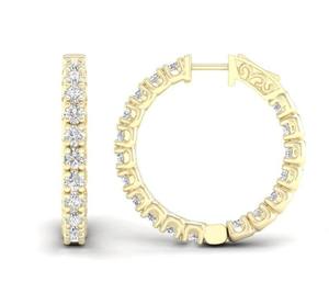 Élégantes boucles d'oreilles créoles en diamant de laboratoire, or jaune 18 carats, éclat brillant, pour des célébrations intemporelles de mariage et d'anniversaire, raffinées. - Product Image 1