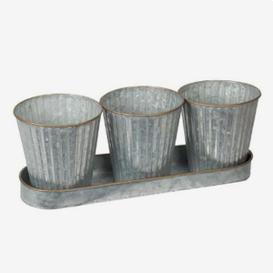 Lot de trois pots de fleurs en métal pour décoration de jardin, pots en zinc les plus vendus, plateau de ferme, pot de fleurs en zinc - Product Image 1