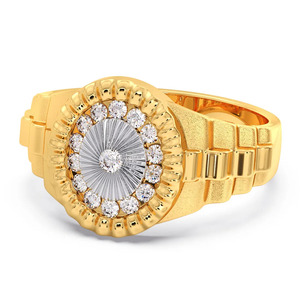 Bague statement en or jaune avec halo de diamants ronds Sunburst - Product Image 4