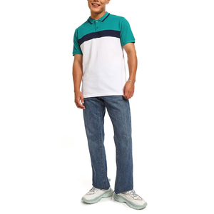 เสื้อเชิ้ตผู้ชายผ้าฝ้ายทอ 100% แบบ ODM แขนสั้น ถักแบบลำลอง สีกรมท่า ขาว เหลือง ย้อมสีพื้น - Product Image 2