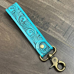 Nuevo Llavero de Cuero con Diseño Floral Turquesa, Elegante y Duradero, Multicolor, para Regalo - Product Image 5