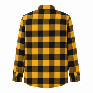 Camisa de Franela a Cuadros Amarilla y Negra para Hombre, de Manga Larga, con Botones, Estilo Casual y Urbano, Talla Grande - Product Image 3