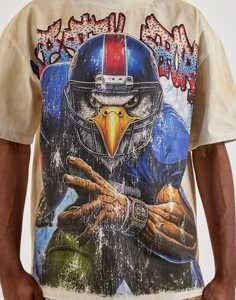 เสื้อยืดคอตตอนหนาน้ำหนักมากทรงปกติสำหรับผู้ชาย - แบบวินเทจ คอกลม แขนปกติ พร้อมลายทอแบบเรียบ - Product Image 3