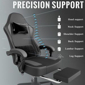Ergonomic Adults' Gaming Chair with Pocket Spring Cushion & <b>Footrest</b> Breathable PU Leather Ad - Product Image 6