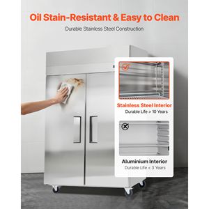 Congelatore Commerciale in Acciaio Inox Larghezza 31,89 Pollici, Scongelamento Automatico, Congelatore Verticale con Doppia Porta, Capacità di Stoccaggio 32,1 Piedi Cubi - Product Image 6