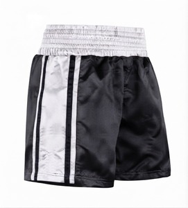 Shorts de boxe pour hommes, couleur unie, rayures, taille élastique, 100% polyester, respirant, vêtements de sport, prix de gros - Product Image 2