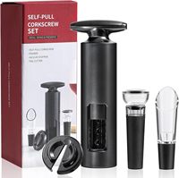 Tire-bouchon manuel avec verseur de vin, bouchon à vide et coupe-capsule – Coffret cadeau ouvre-bouteille rotatif