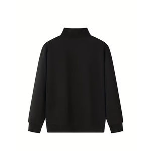 Sweat-shirt surdimensionné personnalisé pour homme, col montant, en molleton de coton uni, style streetwear, avec demi-fermeture éclair - Product Image 2