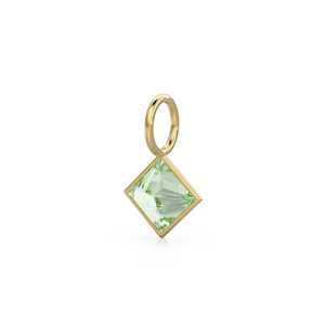 Prasiolita 5mm, colgante de oro macizo amarillo de 14k con engaste para joyería / Piedra de nacimiento de febrero / Amatista verde talla princesa - Product Image 5