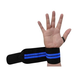 Attelle de poignet universelle en néoprène flexible avec rayures bleues, fermeture auto-agrippante, soutien sportif extérieur, réglable en coton pour la main et le poignet - Product Image 1
