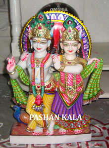 Hermosa Estatua de Mármol Blanco Hecha a Mano del Dios Hindú Radha Krishna Iskcon en Posición de Pie al Precio Más Bajo - Product Image 2