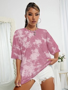 เสื้อยืดคอตตอนยูนิเซ็กส์ทรงปกติพิมพ์ลายมัดย้อมแบบสั่งทำพิเศษ แขนสั้น ระบายอากาศได้ดี สไตล์สตรีท ทรงครอป - Product Image 5