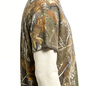 เสื้อยืดพิมพ์ลายป่าแท้ โลโก้ OEM แบบกำหนดเอง เสื้อยืดหนา 260 กรัม ผ้าฝ้าย 100% ทรงโอเวอร์ไซส์ แขนยาว สองชั้น - Product Image 3