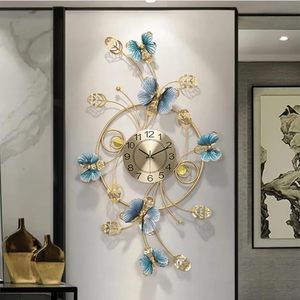 Décoration murale en métal avec horloge murale pour salon |   Horloge murale décorative en métal |   Sculpture murale moderne - Product Image 2