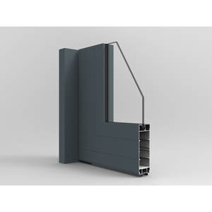 Sistema de puerta hidráulica de lujo Fravi con acabado en madera y cobre anodizado, serie 6000, bisagra de suelo de aluminio. - Product Image 4