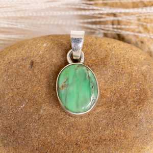 Pendentif vintage en variscite naturelle, argent sterling plaqué or, fait main, pour fiançailles et anniversaire, bijou statement - Product Image 5