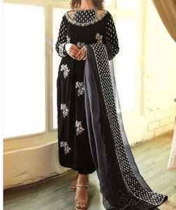 Traje de Fiesta Tradicional Pakistaní de Terciopelo de Alta Calidad para Mujer, Shalwar Kameez de 3 Piezas, MOQ Bajo 2026 - Product Image 5