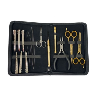 Kit d'outils de pose de perles pour extensions de cheveux noirs de qualité supérieure avec pinces et ciseaux, étanche, pour usage commercial - Product Image 1