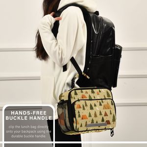 Camping Print Insulated Lunch <b>Bag</b> Large Capacity Leakproof Cooler Tote Portable Collapsible Zipper Food <b>Bag</b> - Product Image 6