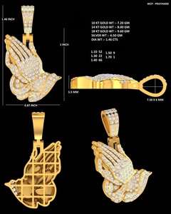RIZTA JEWELS Colgante Unisex de Oro Amarillo de 14 Quilates con Diamante Cultivado en Laboratorio, Corte Brillante Redondo, 1.46ct, 8.0gm, Estilo Hip Hop Espiritual - Product Image 6