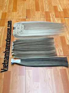 Extensions de cheveux vietnamiennes en gros, cheveux vierges Remy, extensions à clips, 100g, rapport de cheveux les plus longs >=55% - Product Image 2