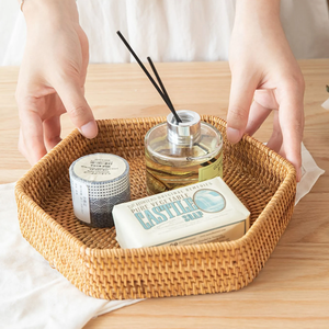 Plateau de service rectangulaire en rotin au design antique, de haute qualité avec finition rustique, pour la salle à manger, accent décoratif pour la maison - Product Image 4