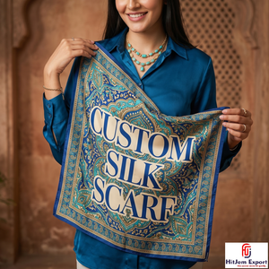 Foulard carré moderne imprimé sur mesure effet soie, châle de mode, fabricant et fournisseur de textiles OEM ODM à marque privée - Product Image 5