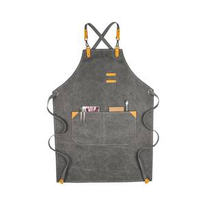 Tablier de barista personnalisé en toile avec sangle en cuir réglable, uniforme professionnel pour café, gilet d'outillage pour barman, vente en gros, fabricant - Product Image 1