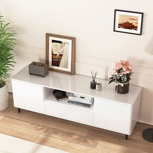 Mobile TV Moderno Lucido con Pannelli, Centro Intrattenimento con Ripiani Contenitori per Soggiorno e Camera da Letto, Mobile TV in Stile Moderno - Product Image 2