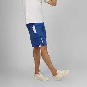 Shorts cargo bleus pour hommes, taille mi-haute, cordon de serrage, style décontracté avec poches, tissu en coton respirant - Product Image 5