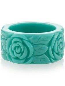 Turquoise Flower Pattern <b>Resin</b> Cuff Bangles Vintage Party Unisex Fashion Jewelry - Product Image 2