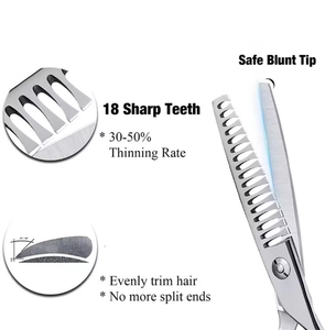 Tijeras para Adelgazar el Cabello de Color Plateado, Elegante Herramienta de Corte de Cabello para Barberos con Doble Reposamanos Ajustable y Hoja de Acero Inoxidable - Product Image 3