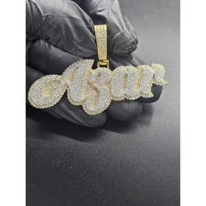 "ASAR" <b>Letter</b> Name Pendant Iced Out Lab Grown Diamond Hip Hop Necklace Gold Bling Custom Jewelry Gift - Product Image 1